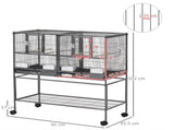 Large Bird Cage Parrot Cage with Divider, Slide Tray for Finch Canaries Parakeets Cockatiels, 95 x T3398P349805