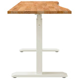 Desk White and Light Brown 140 x 60 cm Solid Oak Wood 3426548