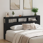 ZNTS Storage Headboard with LED Lights Black Oak 200x18,5x103,5 cm 863116
