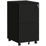 2-Drawer Vertical Filing Cabinet with Lock 5 Wheels, Steel Mobile File Cabinet, for A4, Legal T3398P342418