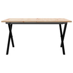 ZNTS Coffee Table X-Frame 90x90x45 cm Solid Wood Pine and Steel 3282687