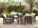 Garden Dining Set 5 pcs Brown Poly Rattan 3380629
