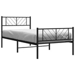 ZNTS Metal Bed Frame without Mattress with Footboard Black 100x200cm 372192