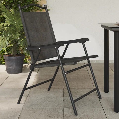 Folding Garden Chairs 4 pcs Melange Grey Steel and Textilene 3157287