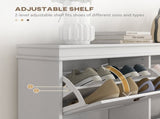 Slim Shoe Cabinet, Shoe Cabinet with 4 Drop-Down Drawers, 105W x 24D x 82.5H cm, White T3398P554108