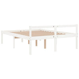 Bed Frame White Solid pine wood, Plywood Double Bed Frame 810615