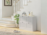 2 Drawers Entryway Shoe Cabinet, Narrow Shoe Storage Cabinet with 2 Flip Drawers, Louvred Door T3398P344136