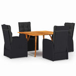 Garden Dining Set 5 pcs Black Poly Rattan 3172823