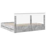 Bed Frame with Drawer Concrete Grey 200 x 200 cm Engineer Wood 3411085