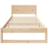 Bed Frame with Headboard Natural 75 x 190 cm Solid Pine Wood 873298