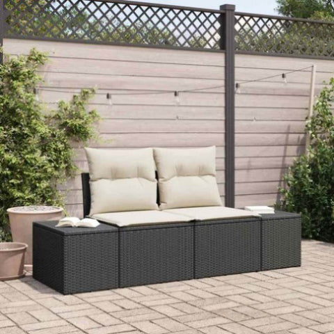 Garden Sofa with Cushion Black 123 x 62 x 69cm Poly Rattan 42006792