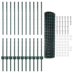 Fence with Posts Green 1 x 25 m Steel 3336050