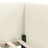 Corner Bed Frame with Headboard Cream 100 x 200 cm Velvet 42016663