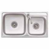 Camping Sink Double Basins with Tap Stainless Steel 151211