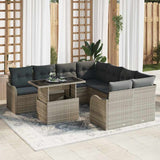 Garden Sofa Set with Cushion 9 pcs Light Grey Poly Rattan 3357175