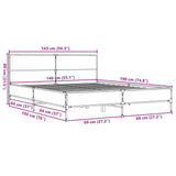 Bed Frame without Mattress Smoked Oak 140x190 cm 3280034