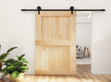 Sliding Door Natural and Black 100 x 210 cm Solid Pine Wood 3445163