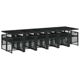 13 Piece Garden Dining Set with Cushions Black Poly Rattan 3210763