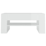 ZNTS Coffee Table High Gloss White 102x55x45 cm Engineered Wood 810905