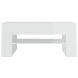 ZNTS Coffee Table High Gloss White 102x55x45 cm Engineered Wood 810905