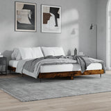 Bed Frame without Mattress Smoked Oak 200x200 cm Engineered Wood 832218