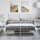 Metal Bed Frame without Mattress with Footboard White 150x200cm 350951