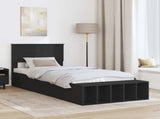 Bed Frame with Shelf Manual Black 90 x 190 cm Engineered Wood 3408404