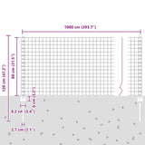Welded Wire Fence 10 x 0.8 m PVC-Coated Steel Grey Mesh 3336056