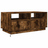 Coffee Table with LED Lights Smoked Oak 90x49x40 cm 839837