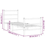 Metal Bed Frame without Mattress with Footboard White 75x190cm 355422