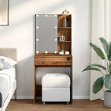 Dressing Table with LED Old Wood 60x40x140 cm 856999