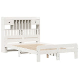 Bookcase Bed without Mattress White 135x190 cm Double Solid Wood Pine 3308898