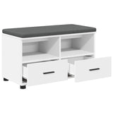 Hall Bench White 80 x 38 x 46 cm Engineered Wood and Fabric 891456