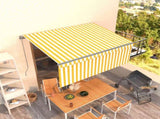Manual Retractable Awning with Blind 3.5x2.5m Yellow&White 3069398