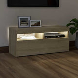 804385 TV Cabinet with LED Lights Sonoma Oak 90x35x40 cm