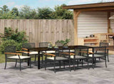 Garden Dining Set with Cushion 9 pcs Black Rattan 3380819
