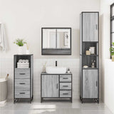 3 Piece Bathroom Furniture Set Grey Sonoma Engineered Wood 3301058