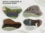 Raised Beds for Garden, Galvanised Steel Outdoor Planters with Multi-reinforced Rods, 180 x 90 x 59 T3398P322096