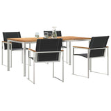 Garden Dining Set 5 pcs Solid Acacia Wood and Stainless Steel 3334817