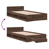 Bed Frame with Drawer without Mattress Brown Oak 90x190 cm Single 3280789