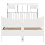 ZNTS Bed Frame without Mattress White 120x190 cm Small Double Solid Wood Pine 3323396