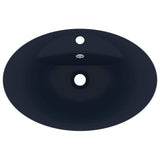 146935 Luxury Basin Overflow Oval Matt Dark Blue 58,5x39 cm Ceramic