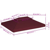 2-Tier Gazebo Top Cover 310 g/m 4x3 m Bordeaux 44761