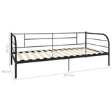 284673 DayBed Frame without Mattress Black Metal 90x200 cm