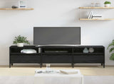 TV Cabinet Black Oak 150 x 30 x 45 cm Engineered Wood and Iron 879485