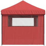 Foldable Party Tent Pop-Up with 3 Sidewalls Burgundy 4004947