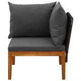 Garden Corner Sofa with Cushions Solid Acacia Wood & Rope 42022069