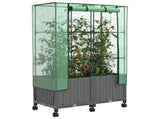 Garden Planter with Greenhouse Cover&Wheels 2 pcs Light Grey PP 3422982