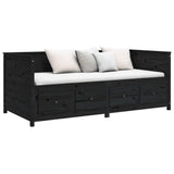 Day Bed without Mattress Black 75x190 cm Small Single Solid Wood Pine 820920
