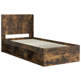 Bed Frame with Storage and Headboard Smoked Oak 100 x 200 cm 3413889